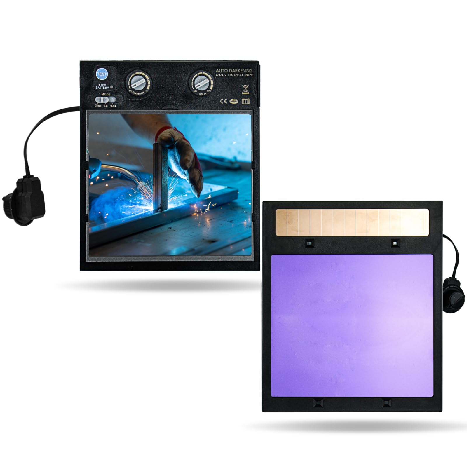 TRQWH Welding Lens Auto Darkening - Welding Helmet Lens True Color Technology with 4 Arc Sensor Ajustable Shade Range 4/5-13 Automatic LCD Lens