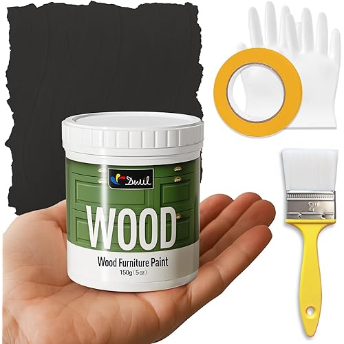 DWIL Matte Finish Furniture Paint - 5 Oz All-in-One Kit for Cabinets, Doors, Tables, and Dressers Refinishing - Water-Based, Non-Toxic & Odorless, Easy to Apply(Black)