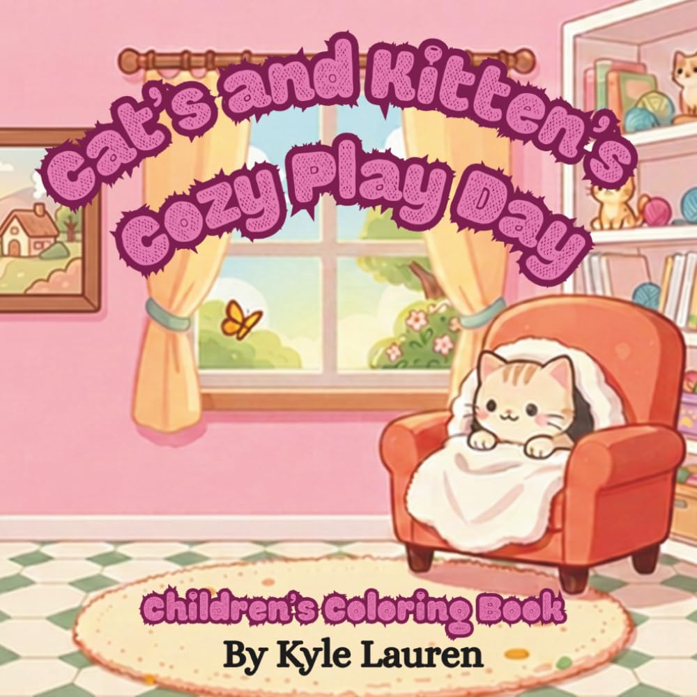 Cat's and Kitten's Cozy Play Day.: Children's Coloring Book