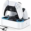 LVFAN PS5 Controller Charger Station, Fast Charging Dock for PlayStation 5 Controllers, Dual Controller Charging Stand Replacement for DualSense & DualSense Edge, Red