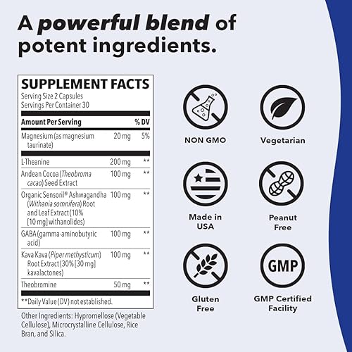 Miniatura 5 de LifeSeasons - Anxie-T - Suplemento herbal para aliviar el estrés para relajarse y calmar la mente contiene Ashwagandha Kava Kava GABA L-teanina 60