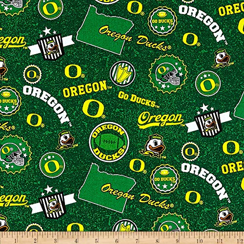 NCAA Oregon Ducks Home State Green/Yellow/White, Fabric by the Yard