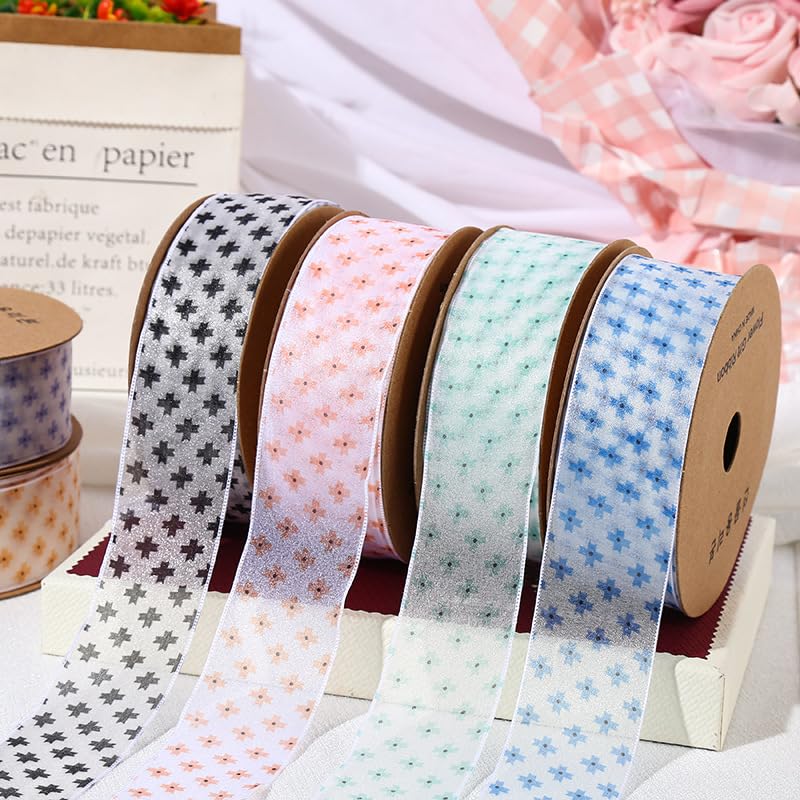 Nastro Nastro di seta 1/2 Rotolo Nastro Floreale Nastro Di Seta Chiffon for Confezioni Regalo Bouquet Di Fiori Nastro Da Imballaggio for La Lavorazione Nastro Di Chiffon Nastro Artigianale Di Organza(