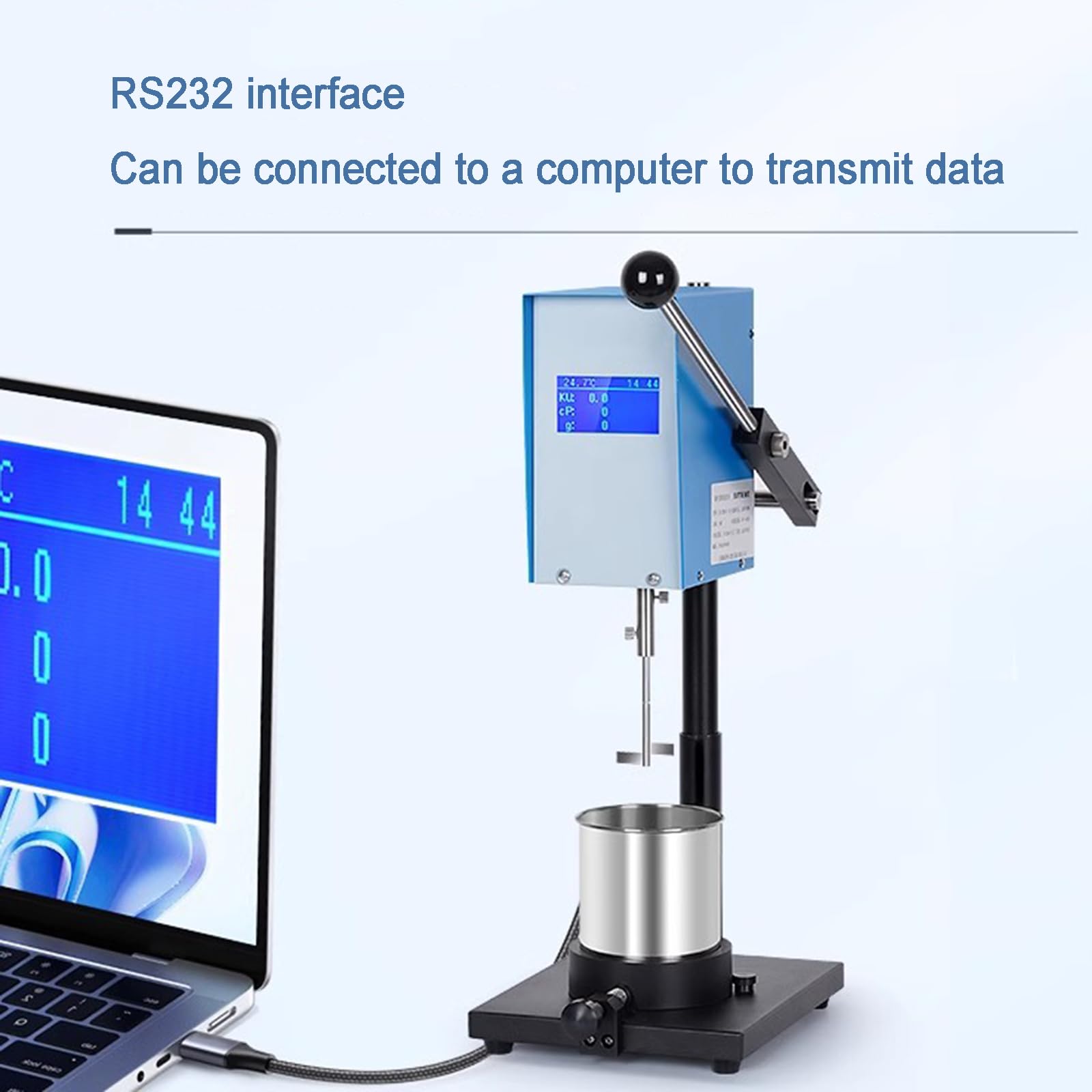 Misuratore di viscosità digitale per vernice, tester rotativo con display LCD, uscita dati, misura valore KU/cP/g per rivestimenti e fluidi, ideale per laboratori e uso industriale