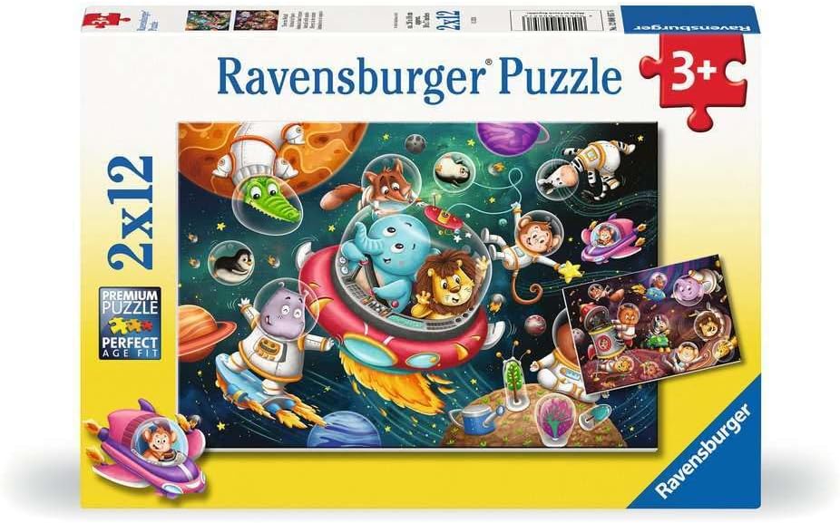 Ravensburger Children's Puzzle - 12000857 Tiere im Weltall - 2x12 Teile Puzzle for Children from 3 Years
