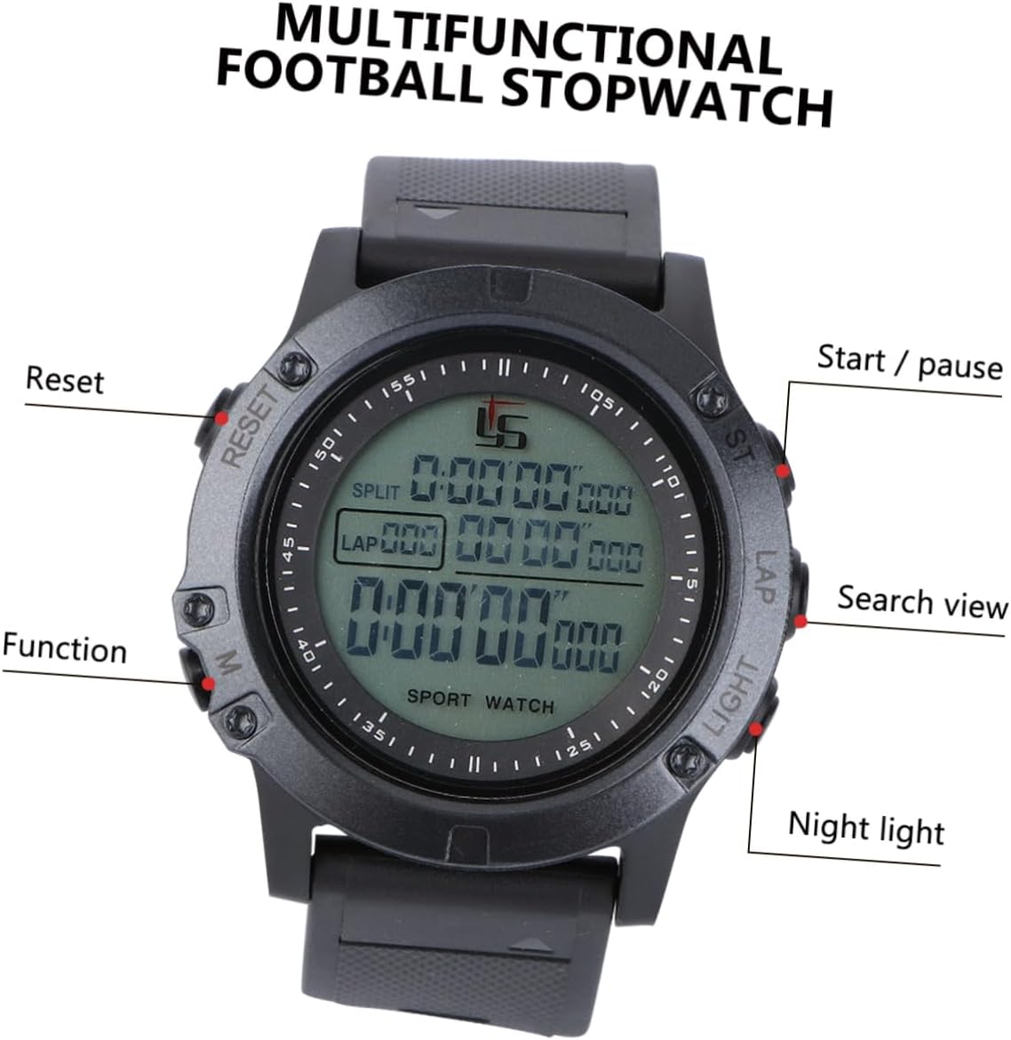 Happyyami Multifunction Soccer Referee Countdown Stopwatch Lightweight Sports Timer for Accurate Game Management Black Design for Events