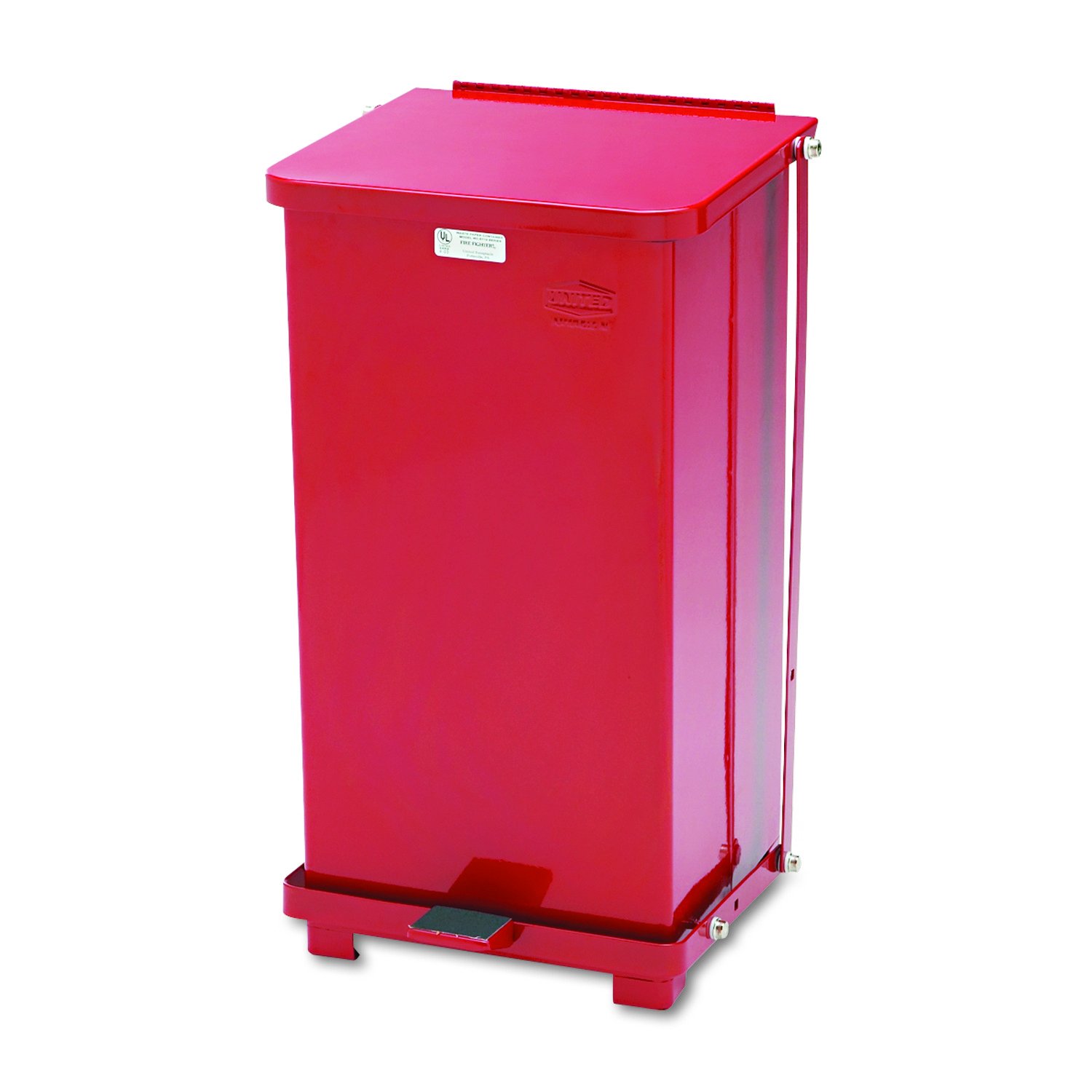 Rubbermaid Commercial Products Defenders Biohazard Steel Trash Can Step-On 6 5 GAL Red Hospital Doctors Office Healthcare Facilities