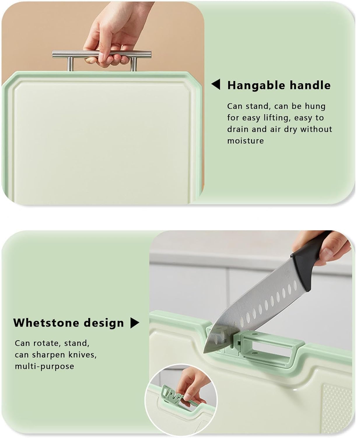 Titanium Cutting Boards for Kitchen Double-Sided Titanium/Wheat Straw, Large Size 15.7in×12in, Meat Cutting Board with Handle and Stand Design