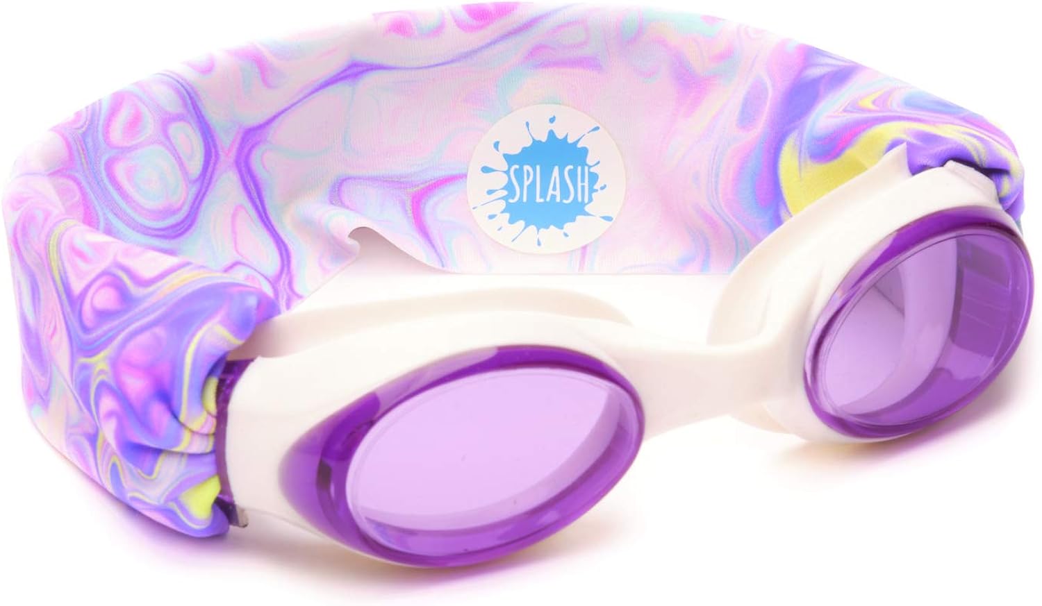 SPLASH SWIM GOGGLES Pastel Swirl Fun, Fashionable, Comfortable Fits Kids and Adults Won