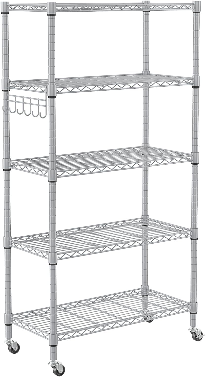Amazon.com: Homdox 5 Tier Adjustable Rolling Storage Shelves, Heavy ...