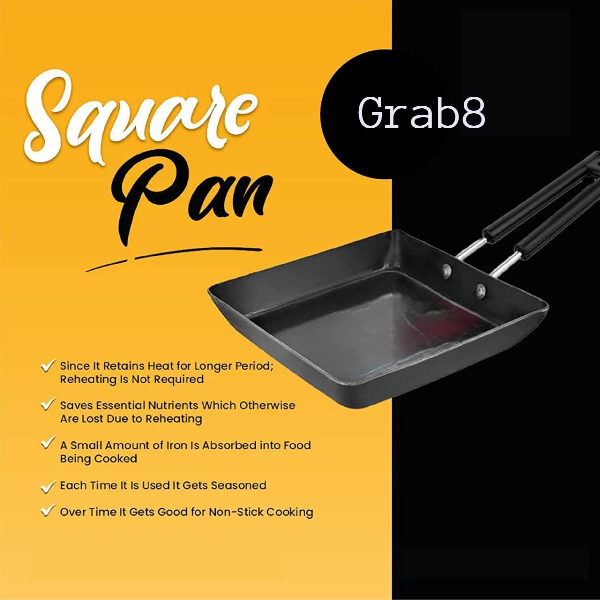 Buy Grab8 Iron Pan Naturally Nonstick Non Stick Pan Frying Pan