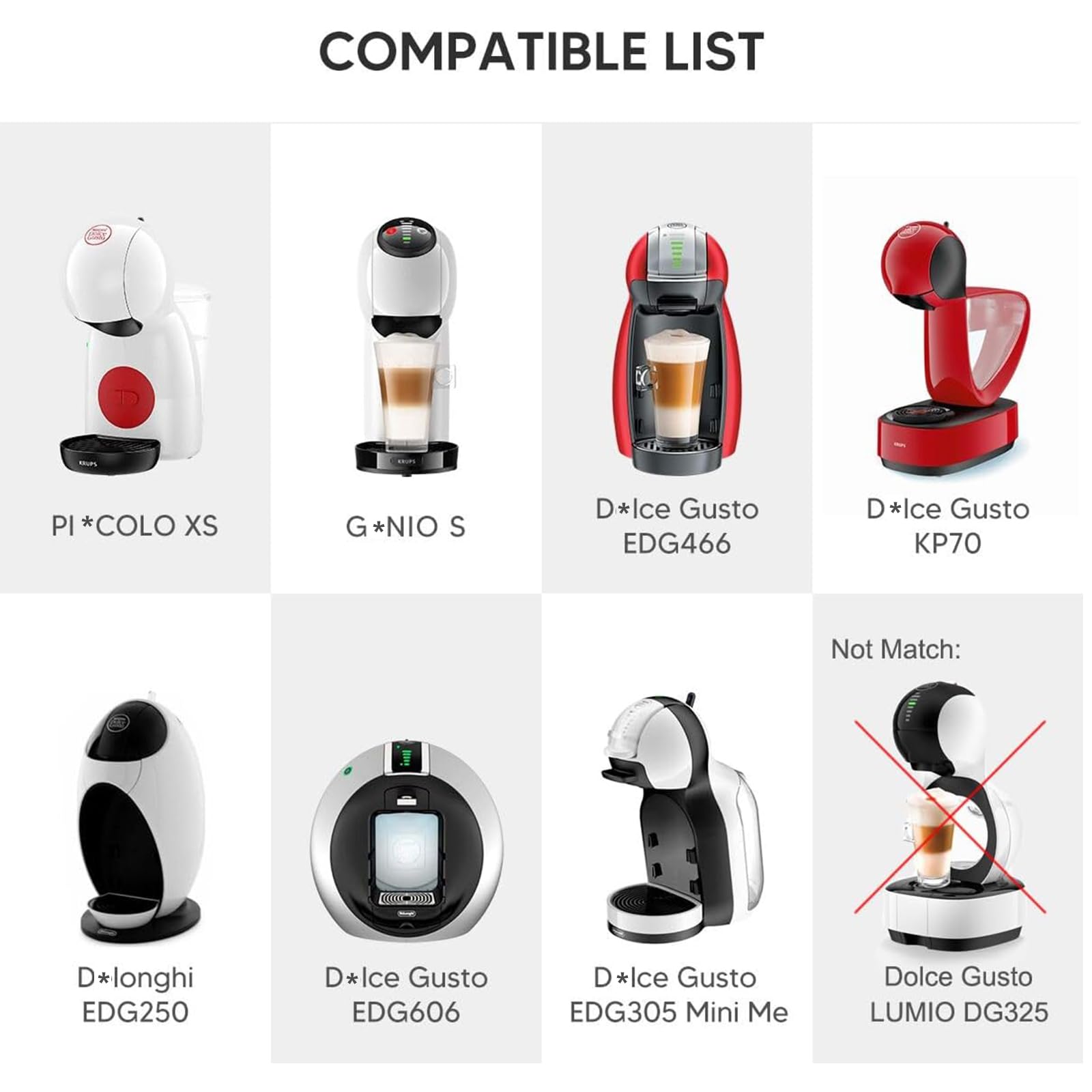 Convertitore riutilizzabile per capsule di caffè, adattatore ricaricabile per capsule di caffè, compatibile con Dol*e Gu* a Piccolo XS/EDG 305/EDG 606. /EDG 466/Genio S/Mini Me (capsula Cup)