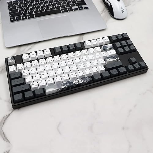 Miniatura 7 de MOLGRIA Ink Lotus Keycaps, 140 juegos de teclas personalizadas para teclado de juegos, PBT OEM Profile Dye Sublimation Keycaps ANSIISO con fuente