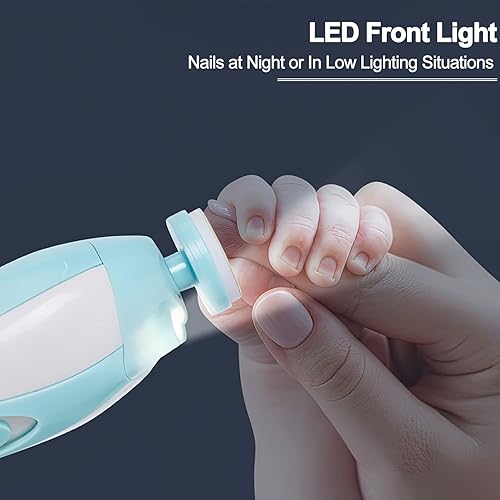 Miniatura 6 de Cortador de uñas eléctrico para bebés, de bajo ruido, seguro para recién nacidos, con 6 cabezales de molienda ligeros y reemplazables, esmalte de
