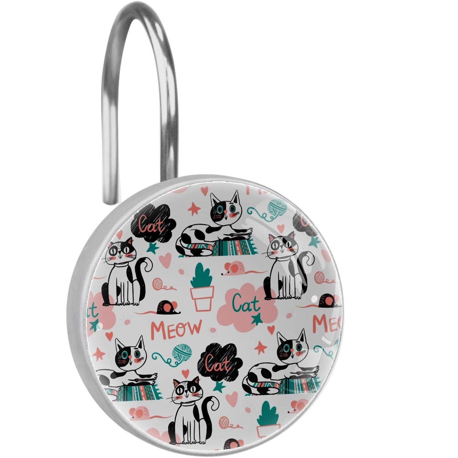 Rideau de douche impeccable grâce aux crochets chat en acier inox lors de votre bain quotidien