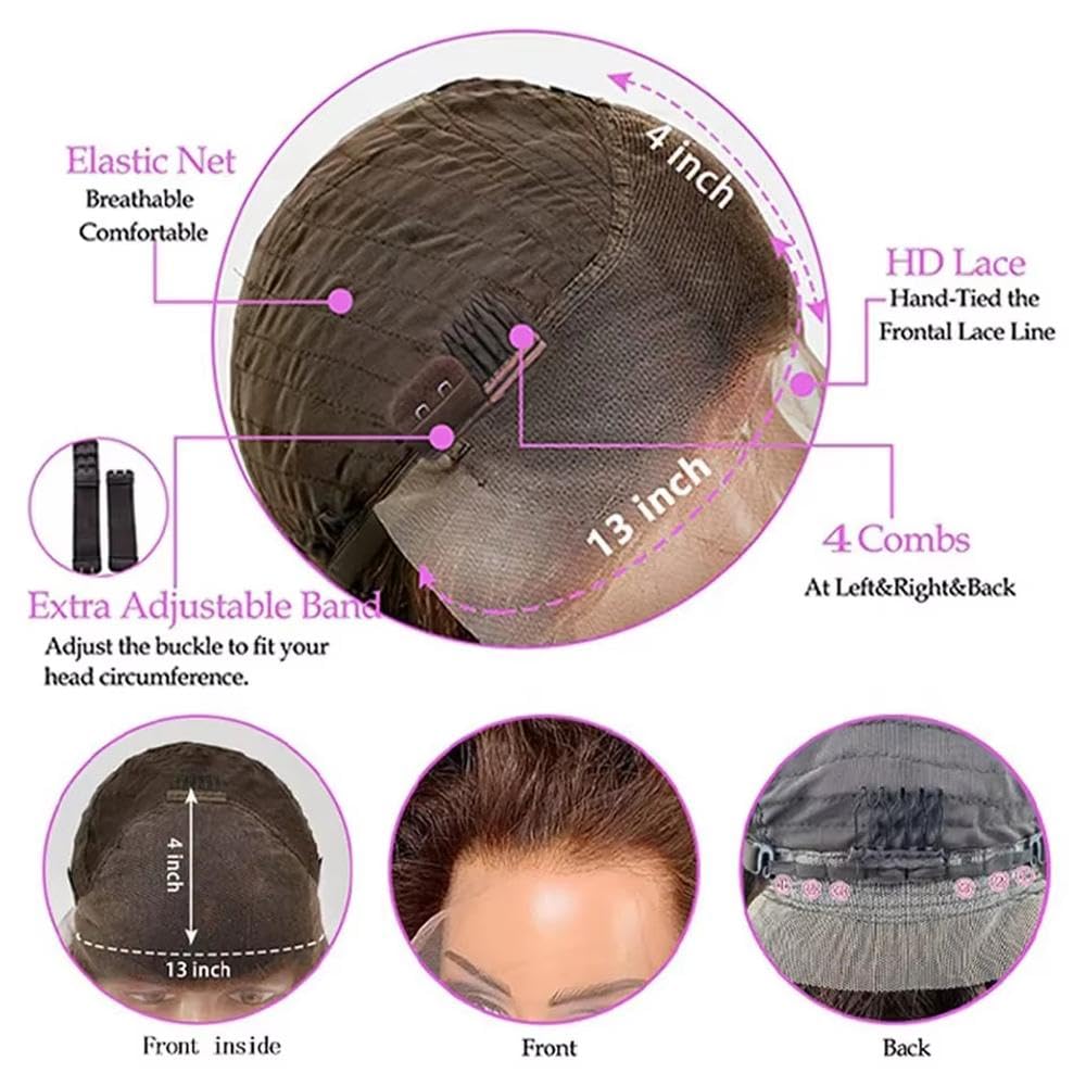Haarpflege Schokoladenbraune Glatte Echthaarperücke HD Lace Frontal Perücken Für Frauen(13x4,16inches)