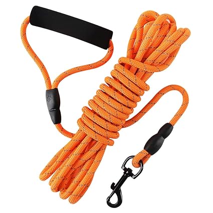 Dog Check Cord, 20FT/6M Floatable Long Reflective Recall Dog Training Rope with Soft Handle for Hiking, Camping, Walking