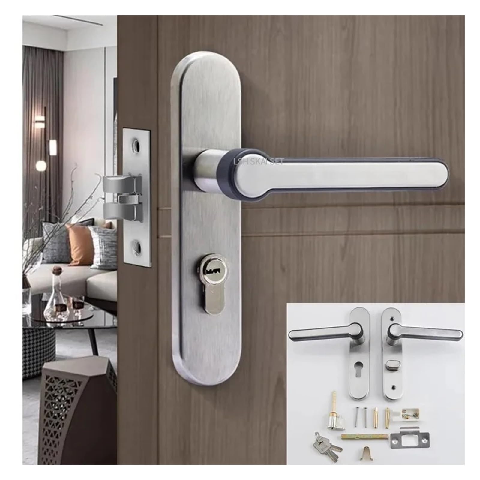 Serrure en acier inoxydable double face haute finition pour porte