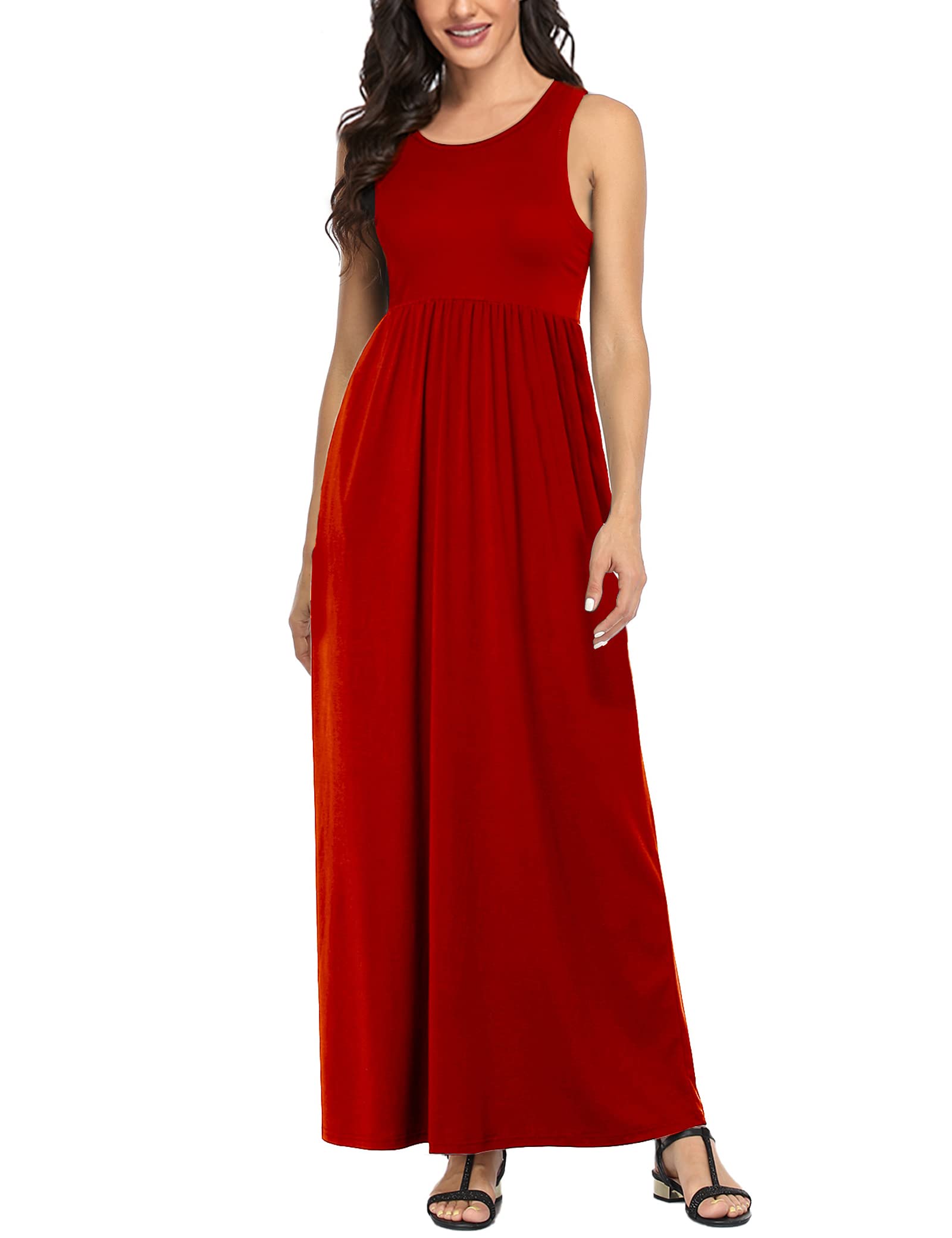 Lacavocor Womens Summer Maxi Dress Tank Top Sleeveless Long Dresses