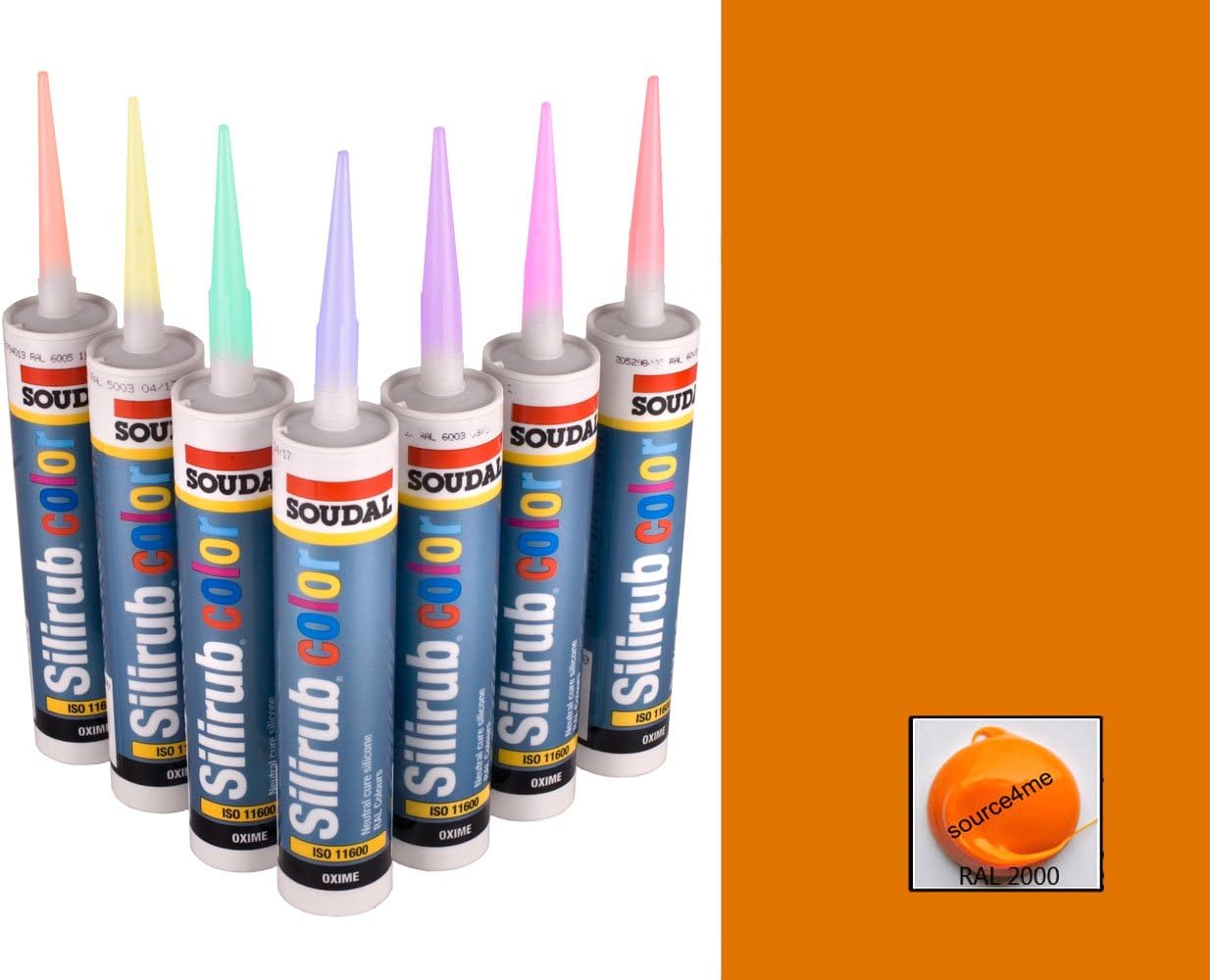 Color Multi-Purpose Sealant, -60 to 180 Degree C, 10.5 fl oz … (RAL 2000 - Yellow Orange)
