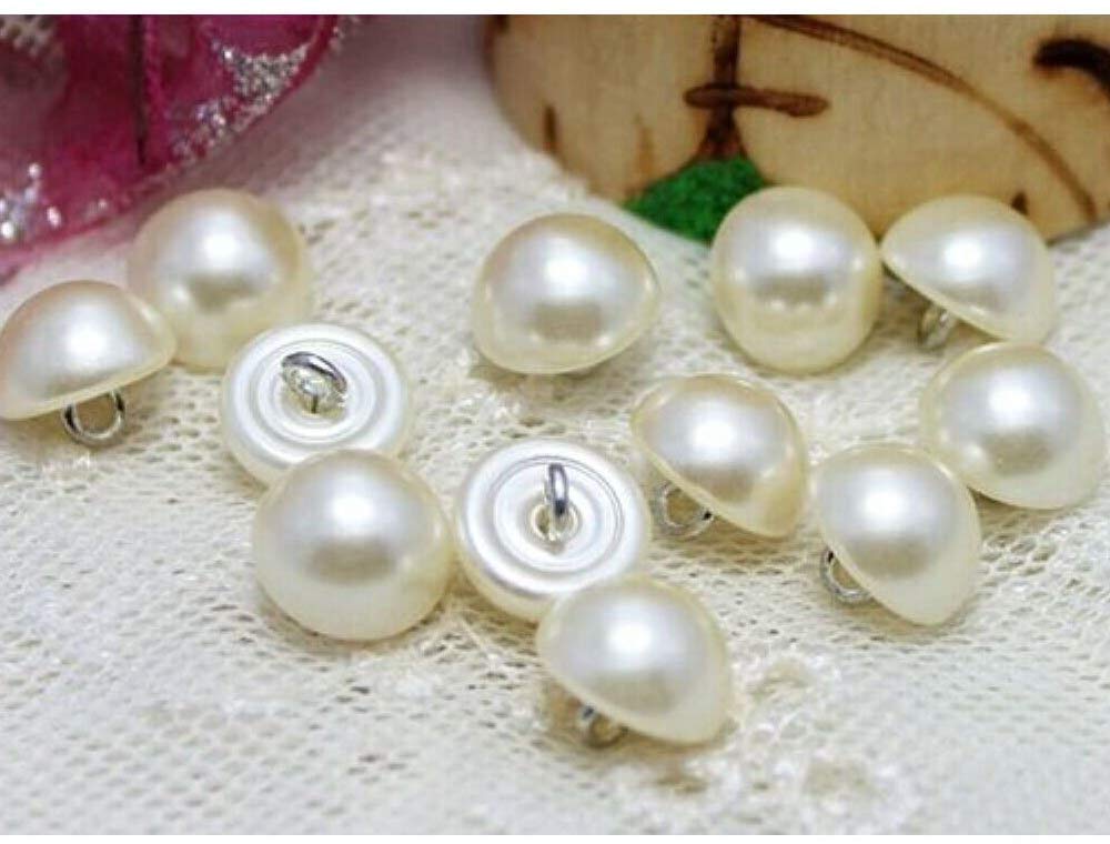 Bhavya Enterprises 20 Pcs. White Pearl Bead Cap Half Ball Dome Round Wedding Dress Buttons 10mm-image-38