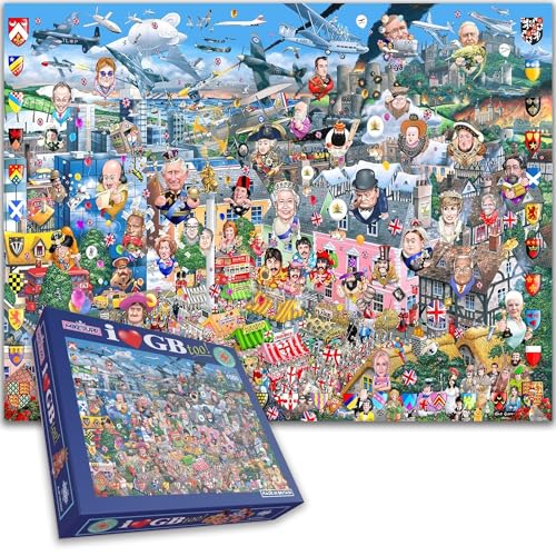 1000 Piece Jigsaw Puzzle I Love GB Too! – Mike Jupp’s Hilarious Great Britain Jigsaw Puzzle - Exclusive Release | Showcasing British Icons, Folklore & History – Perfect for Puzzle Enthusiasts