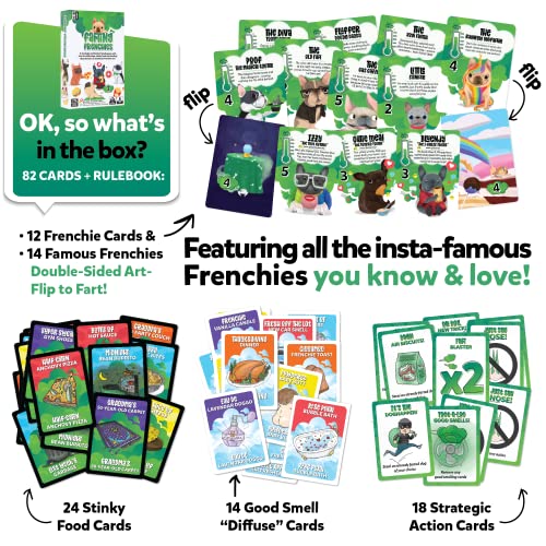 Farting Frenchies - Popular Fast-Paced & Strategic Card Game - For Kids Teens Adults Family - Parties Trips Camping Game Night - Simple Setup - 20 Min Playtime - 2-4 Players - Ages7+ | By Bossdogs #TOP6