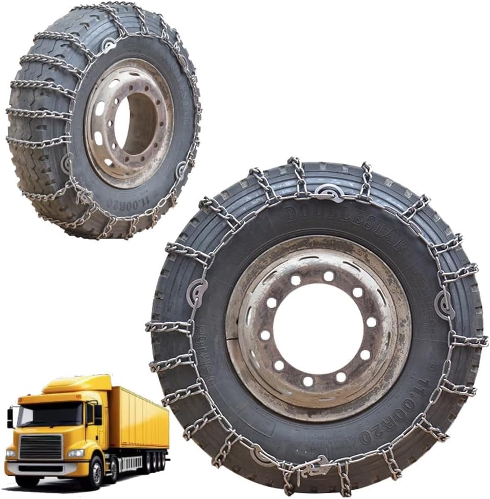 9mm Set of 2 Tire Chains for Suv and Pickup Trucks Slip Snow Traction Chains Durable Manganese Emergency Grip for Icy Roads 8.25-20 2pcs 285/80R22.5