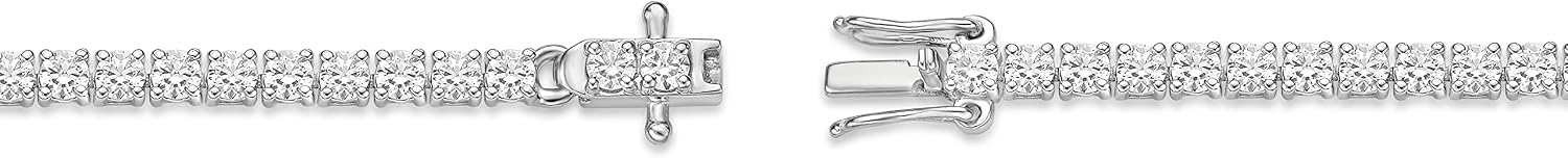 Lavari Jewelers 3 to 6 Carat Lab Grown Diamond Tennis Bracelet for Women - 925 Sterling Silver 7.25 Inches Long Bracelet (G-H, VS2-SI1, 3 to 6 cttw) Box with Tongue and Safety Clasp