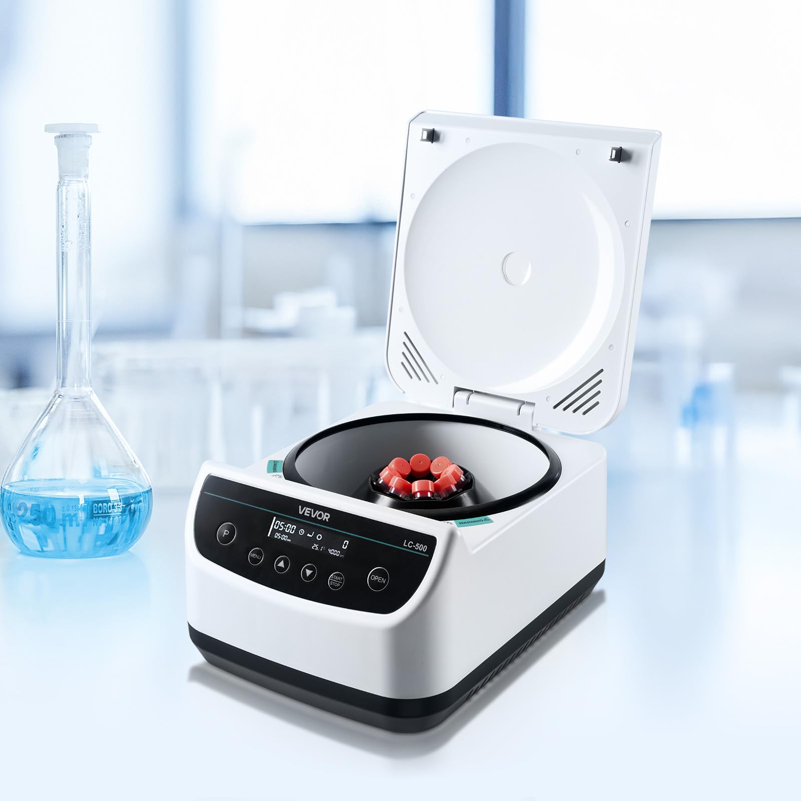 VEVOR Centrifuga da Laboratorio Elettrica 100-1900 xg RCF con Rotore per Provette da 2/5/10/15 ml, Velocità Regolabile da 500 a 4000 Giri/min, Bassa Rumorosità per Esperimenti di Laboratorio