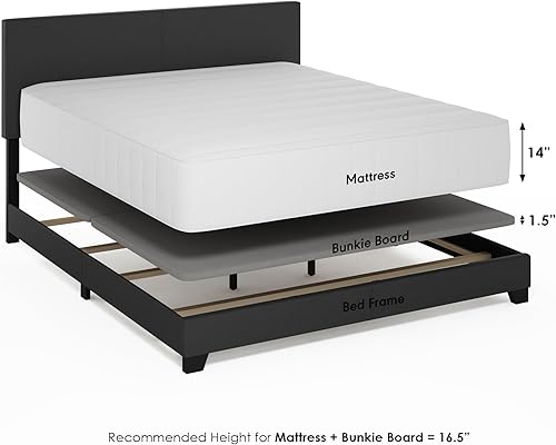 Miniatura 108 de Furinno Pessac - Marco de cama tapizado, piel sintética blanca, tamaño individual XL Blanco,Negro -,Glacier,Negro (plain