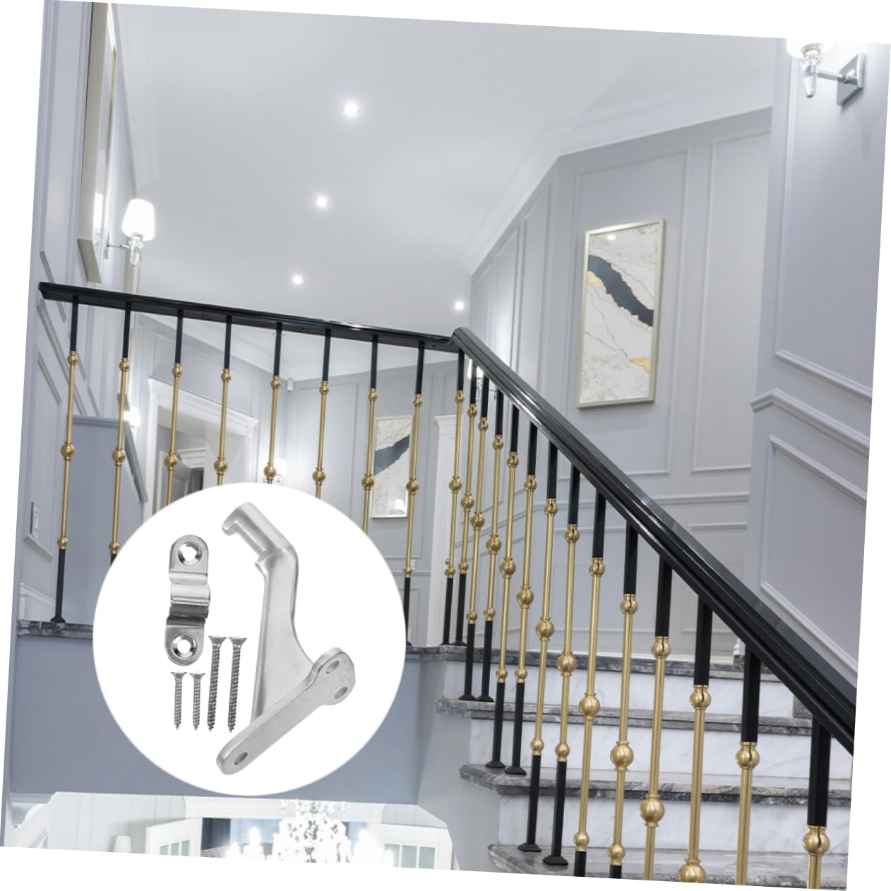ORFOFE 3sets Handrail Brackets Handrail Holders for Stairs Easy to Install Screws and Washers Support for Indoor and Outdoor Railings