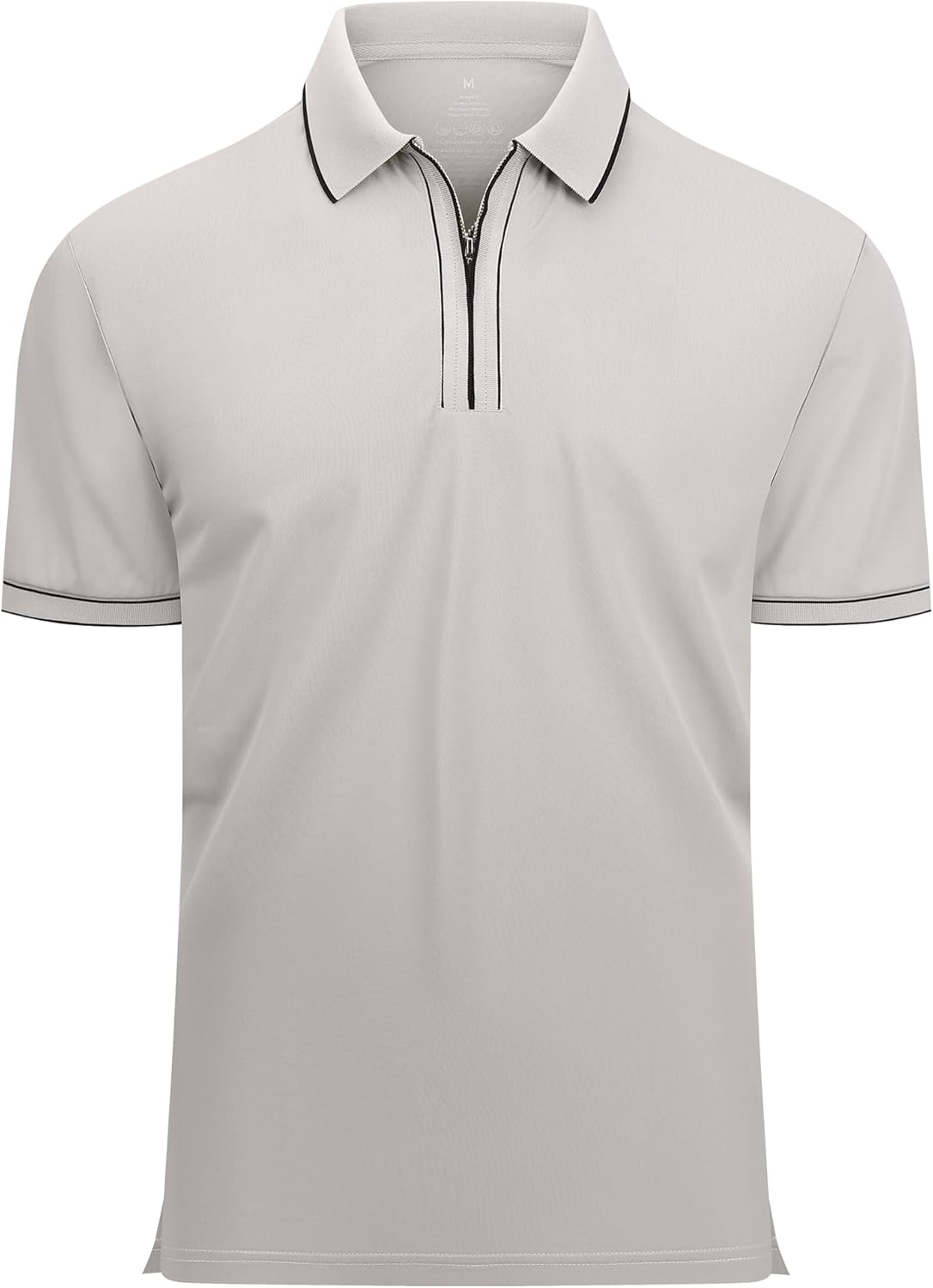 Alex Vando Mens Zipper Golf Shirt Moisture Wicking Zip Up Solid Fashion Polo Shirts