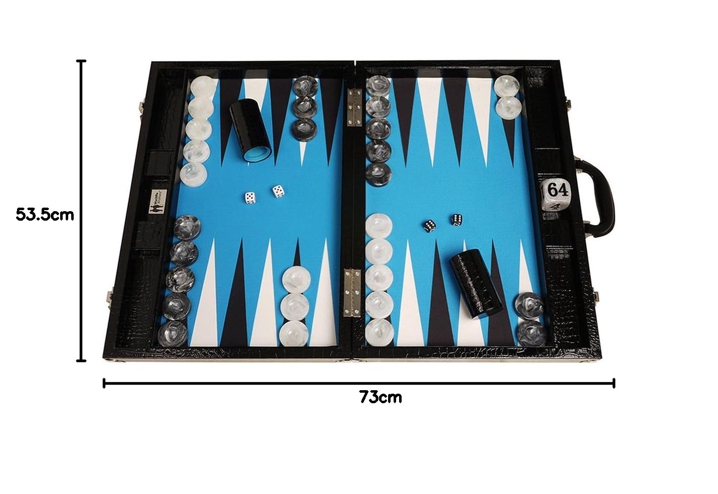 Set Backgammon Torneo 73x53 cm - Nero/Blu - Wycliffe Brothers Croco