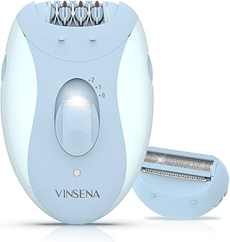 Epilator for Women, VINSENA 2 in 1 Electric Epilators Hair Removal Kit, Cordless Hair Epilator for Women with Epilator Head & Shaver Head, for face, Underarms, Legs, Arms, Bikini, with LED Light
