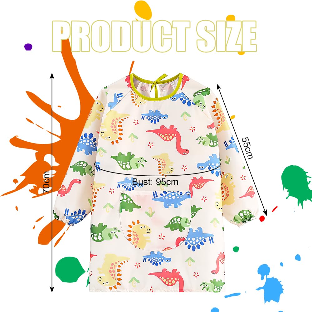 Tablier Peinture Enfant Imperméable 8-10 Ans avec Poches et Manches