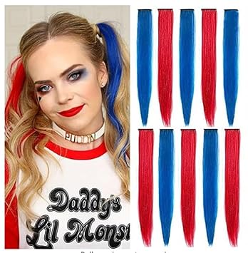 Clip in Hair Extensions - 10PCS, Straight hair,endless mix & match possibilities.22''(52cm) (bl#)