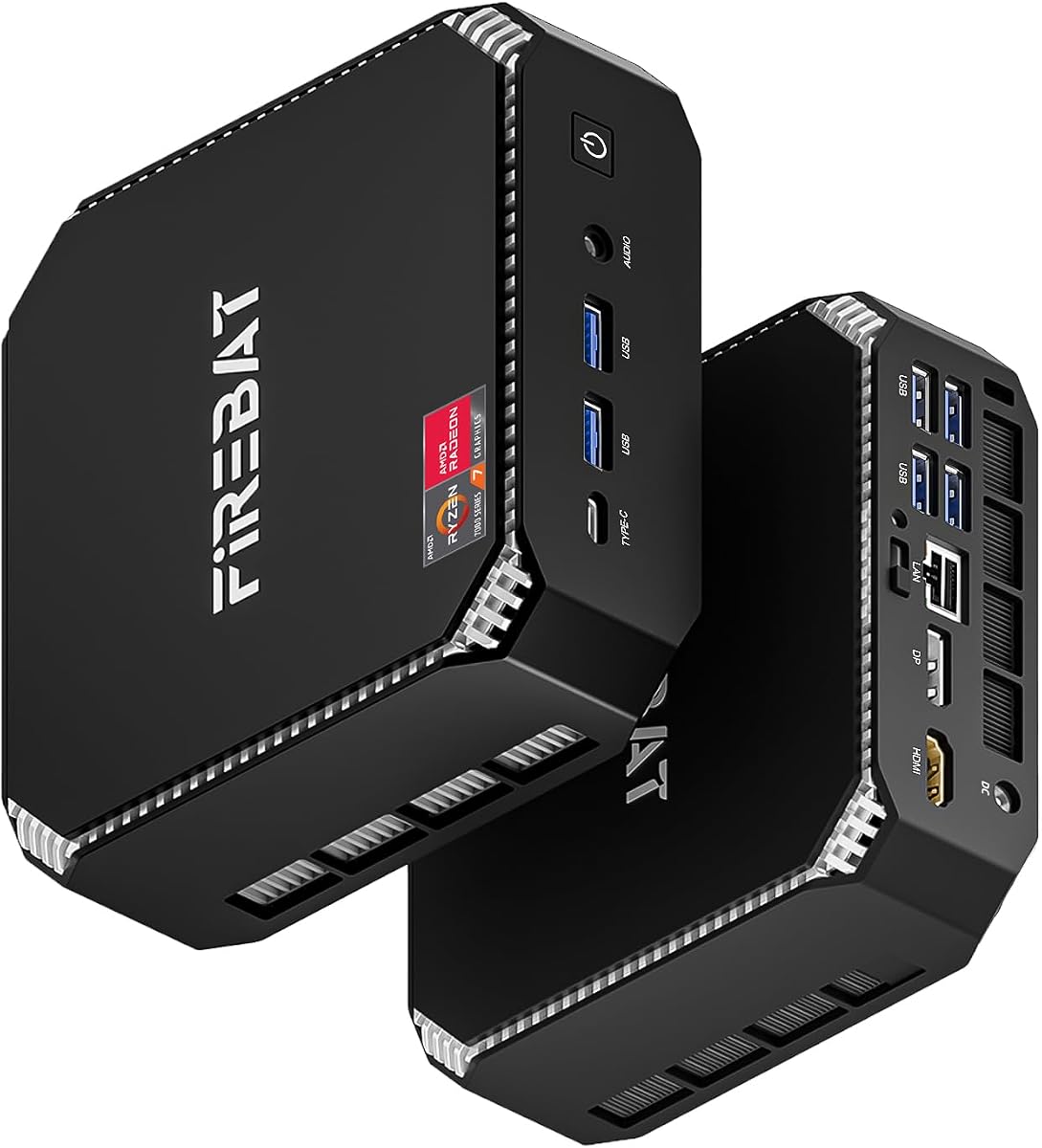Mini PC para juegos Ryzen7 7735HS【A6】8C/16T, hasta 4,75 GHz 54 W, gráficos AMD Radeon 680M, USB-C, WiFi6/BT5.2/2.5G LAN, 16 GB LPDDR5 RAM, 512 GB PCIe SSD, computadora de escritorio pequeña para estudiantes/hogar/empresas