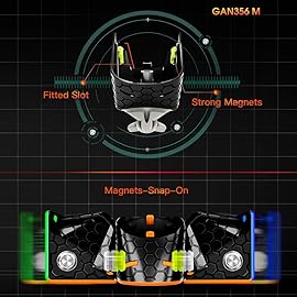 GAN 356 M, 3x3 Magnetic Speed Cube Stickerless 356M Magic Cube with Extra GES, Frosted Version