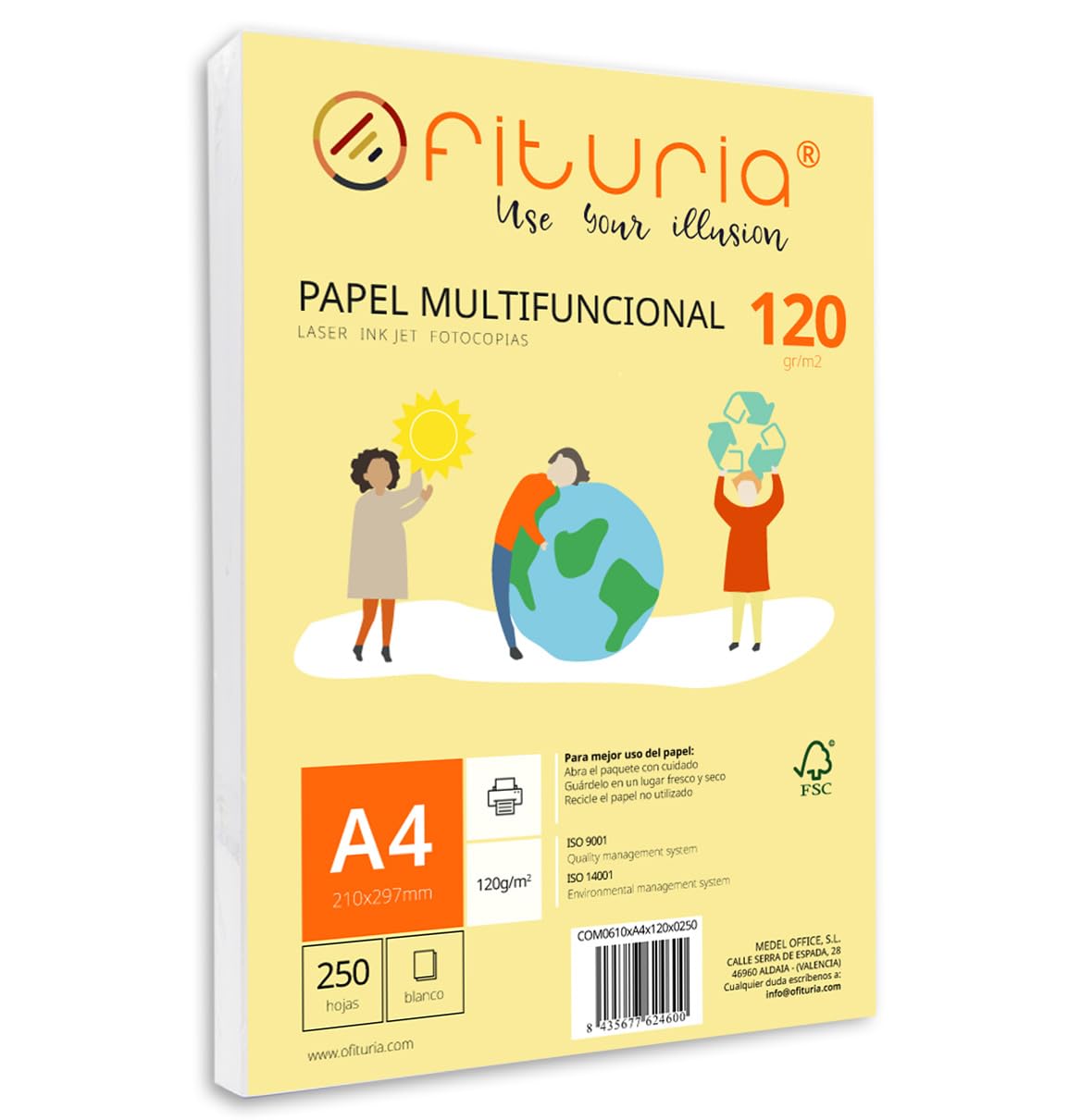 Pack of 250 White A4 Sheets 120g Printer Paper Multifunctional Copier Paper for School and Office Ideal for Laser Printers, Inkjet Printers or Copiers - Ofituria