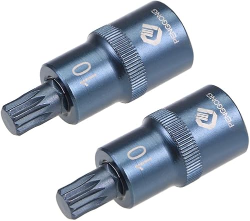 uxcell 1/2" Drive x M10 (0.394 in) Triple Square Spline Bit Socket, S2 Brocas de acero, enchufes CR-V de 2" de longitud (solo para uso manual), 2