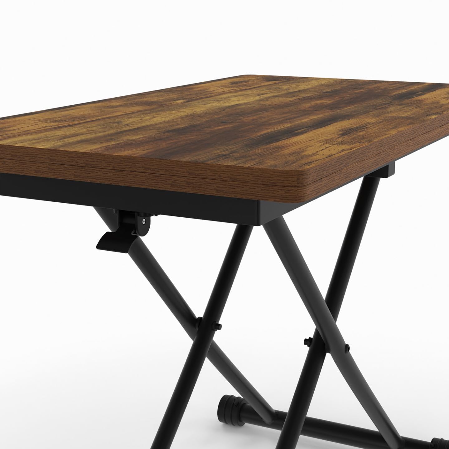IDMarket - Couchtisch 2 in 1 aufklappbar zu einem rechteckigen Esstisch Urbana 100 cm Dunkles Holz und schwarzes Industriedesign