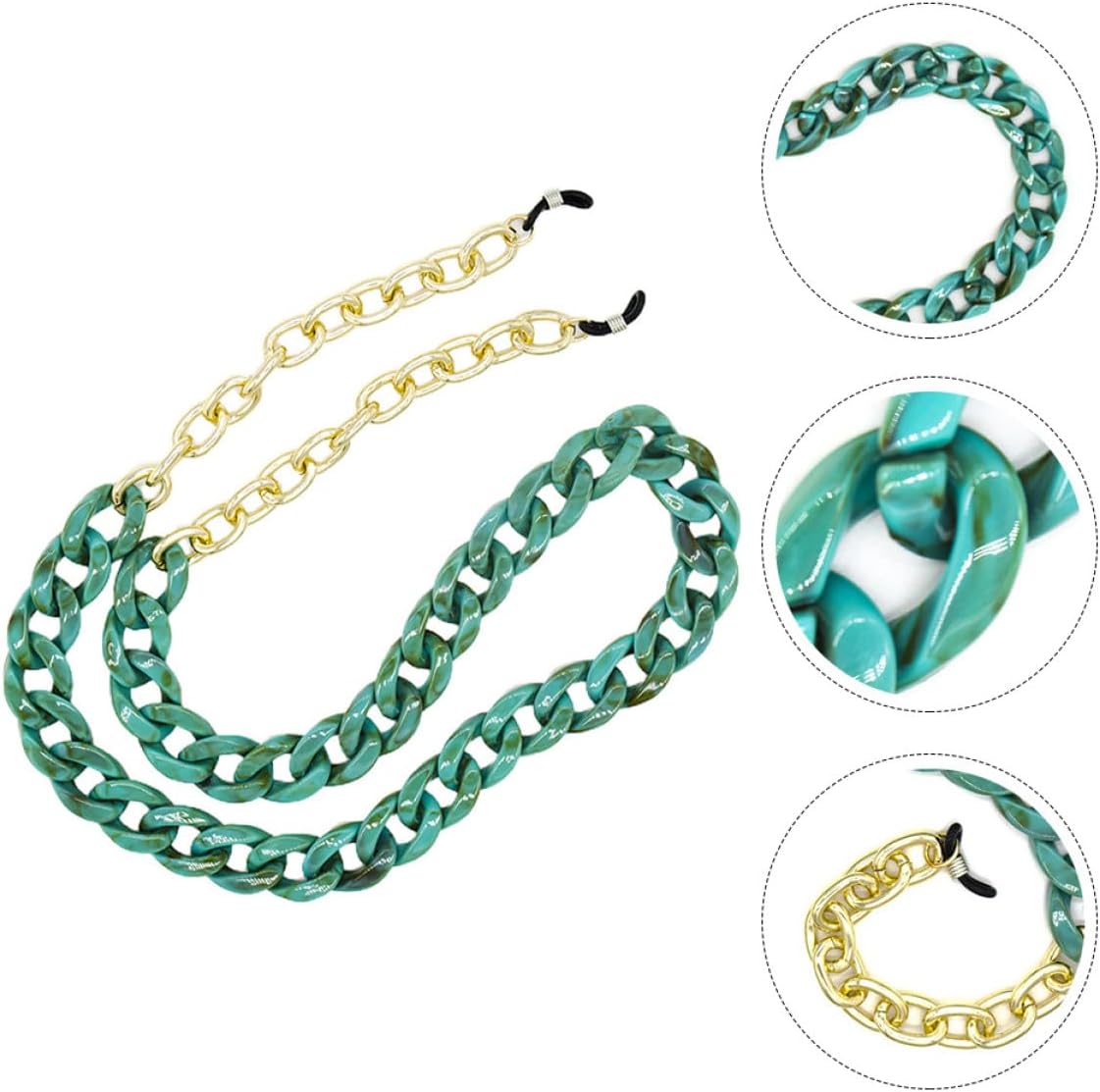 ORFOFE Acrylic Eyeglass Chain Green Anti-drop Eyewear Retainer Strap for Women and Men Face Mask Hanging Holder Necklace for Sunglasses and Glasses