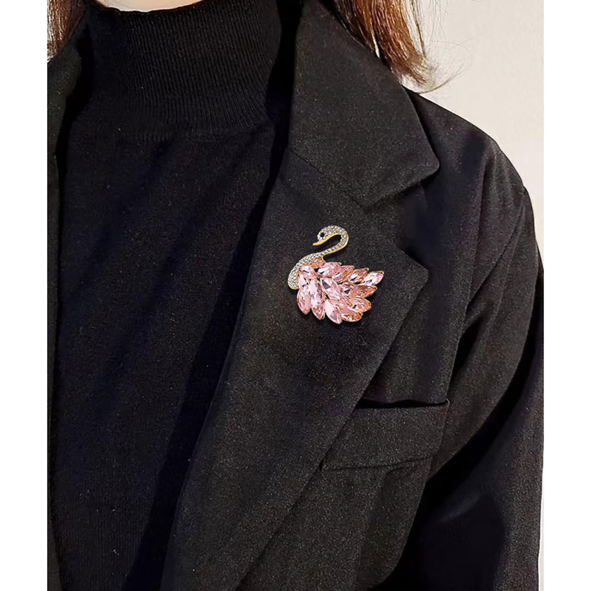 Elegante Schwanen-Broschen mit Strasssteinen, Kristall-Schwanen-Brosche, Anstecknadeln für Damenmode