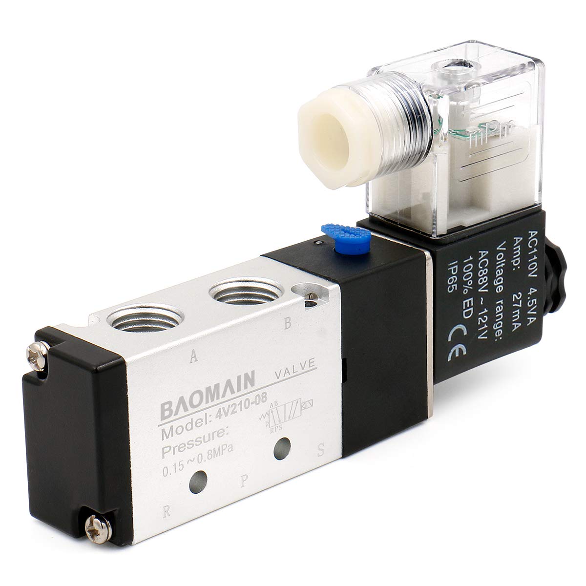 Baomain Pneumatic Air Control Solenoid Valve 4V21008 AC110V 5 Way 2