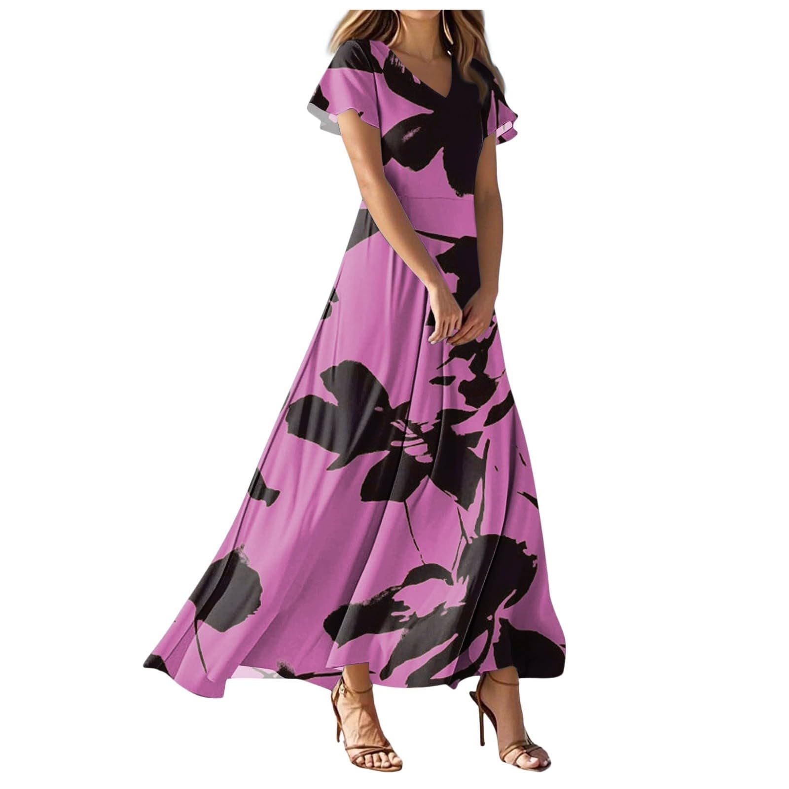 Robe florale longue taille haute pour silhouette élancée - 8