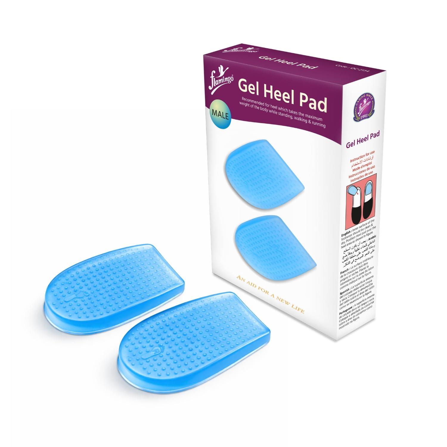 Flamingo Gel Heel Pads for Men | Silicone Gel Cushions for Heel Pain, Bone Spur, Achilles Pain & Shock Absorbing Support-image-49