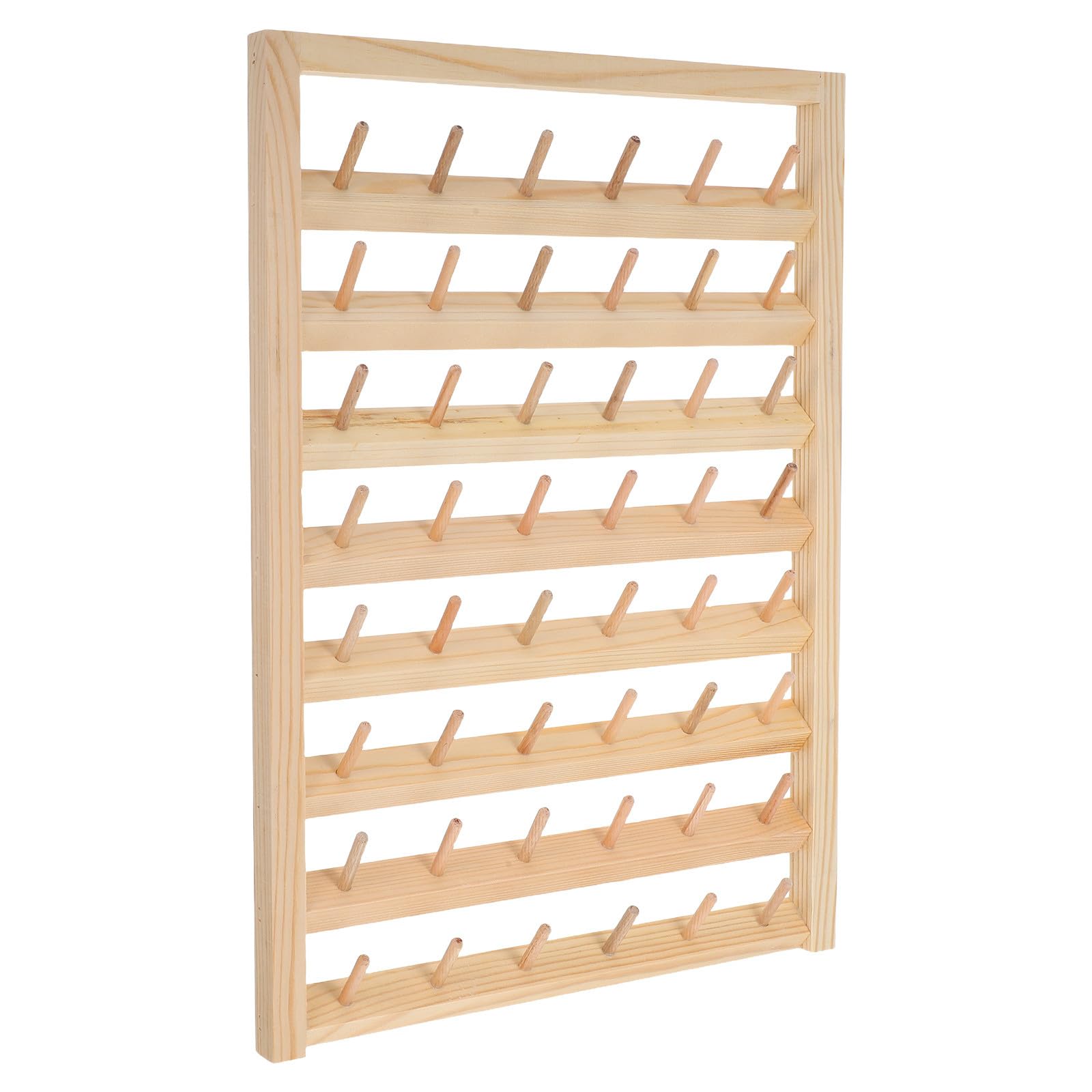 FRCOLOR Porta Bobine in Legno per Filo da Cucito e Ricamo Supporto Compatto 48 Posti Organizzatore per Casa e Laboratorio di Cucito