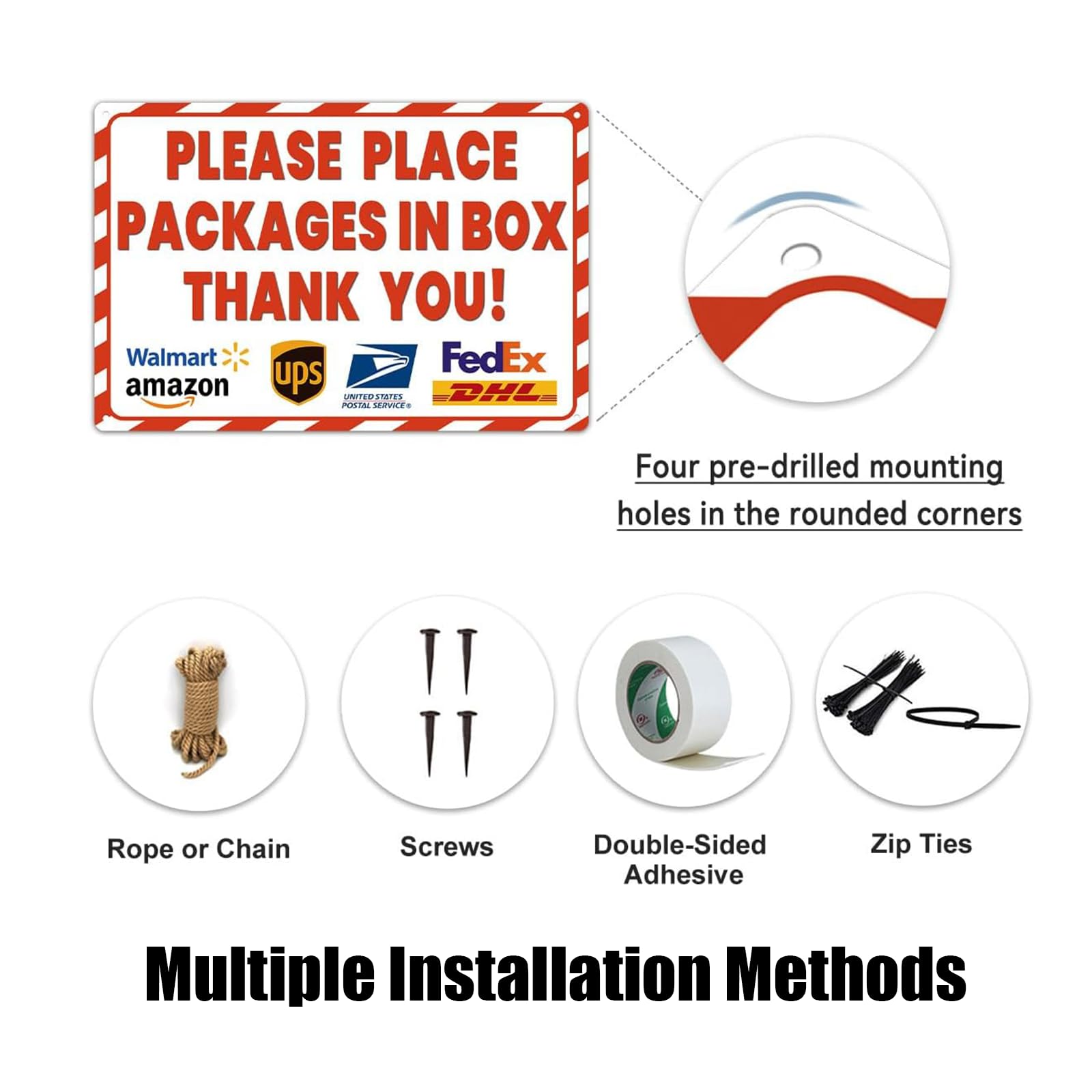 Paket-Hinweisschild 'Please Place Packages In Box' – 20,3x30,5 Cm, Aluminium, Wetterfest Für Außenbereich