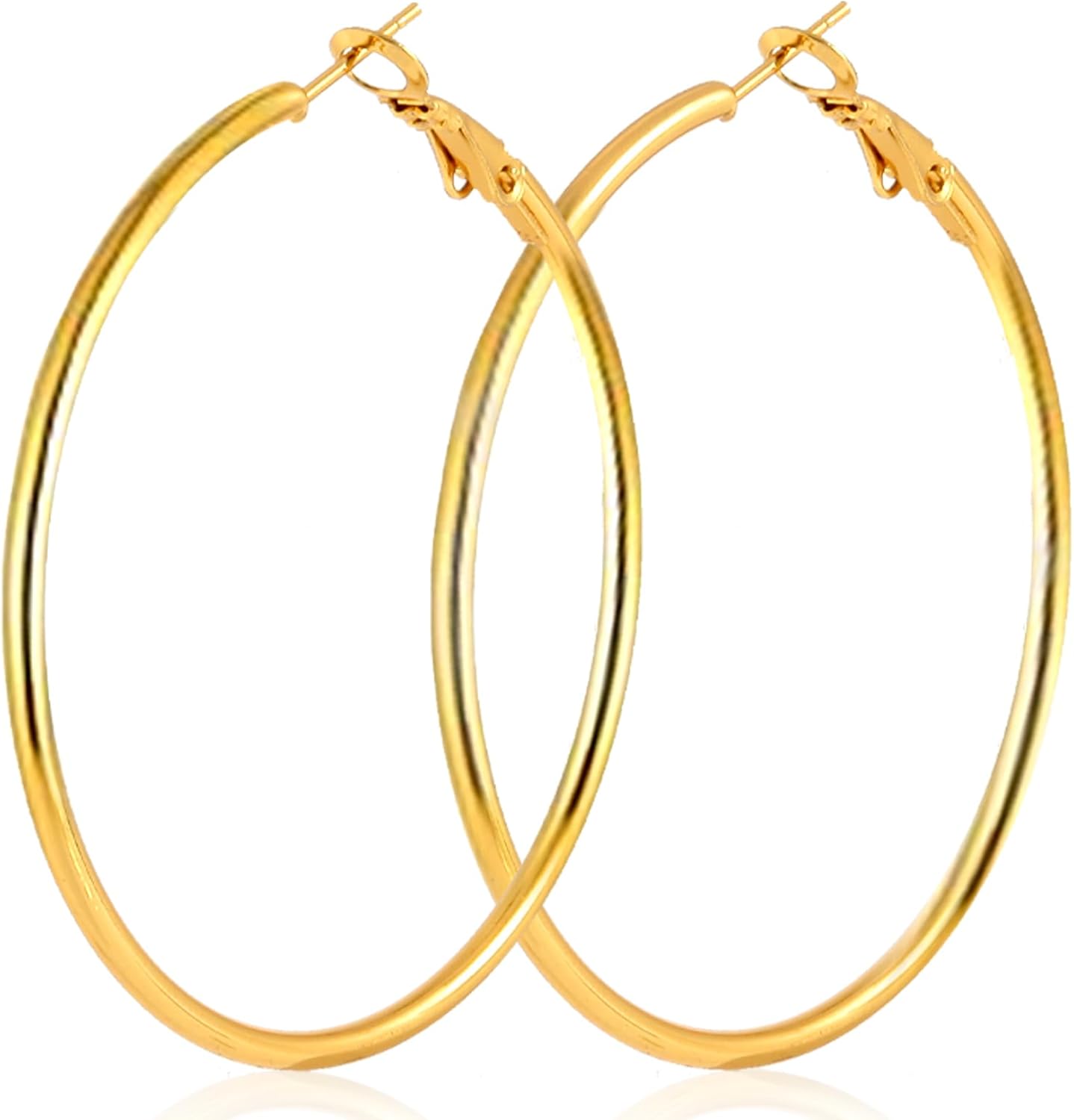 70mm Large Stainless Steel Silver 14K Gold Plated Hoop Earrings for Women Lightweight Hoops Hypoallergenic Big Thin Dangle